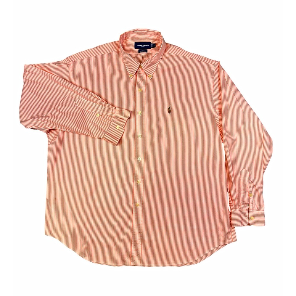 Ralph Lauren Golf Tilden Striped Cotton Long Sleeve Button-Down Shirt Men's XXL